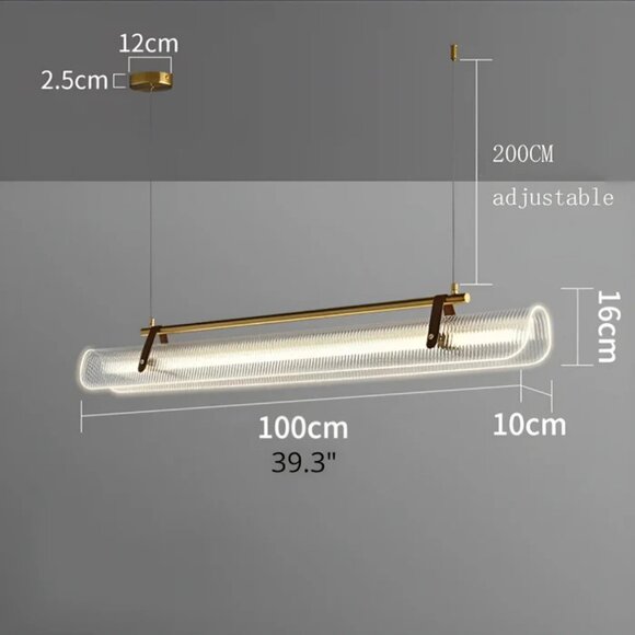 Modern Rectangle Chandelier – Gold Finish - Picture 7 of 7